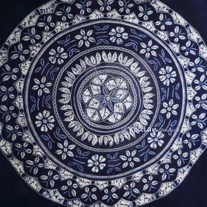 Nappe teintée à l'indigo - Nappe tissée à la main 78 x 78 pouces, Shibori, 100 % coton fait main