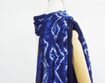 Handgefertigter Indigo Batik Baumwollschal, Shibori Boho Wrap