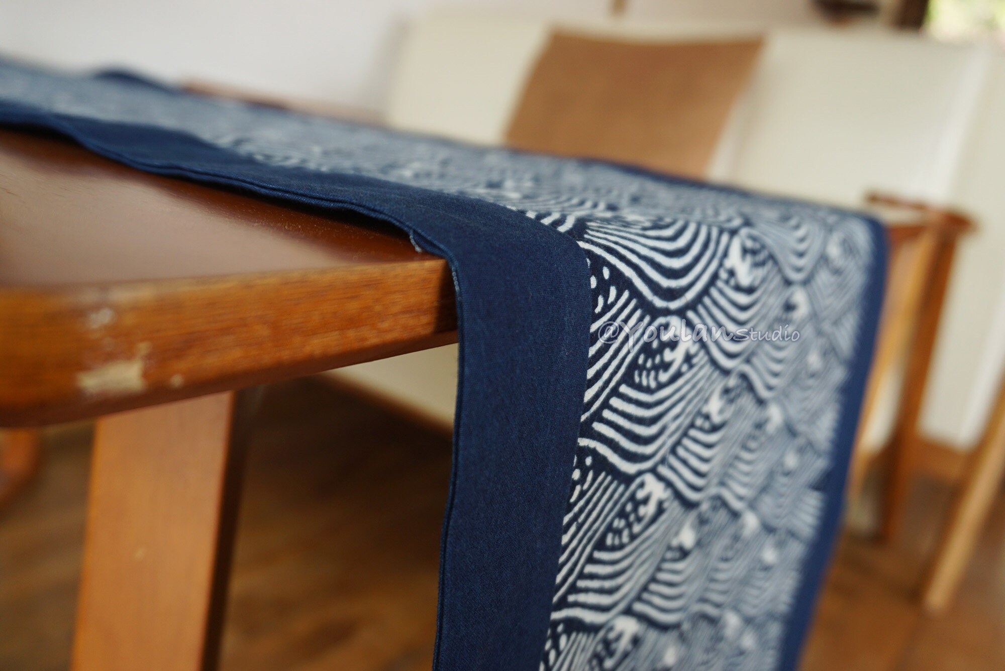 Wave Table Runner Pattern Chinese Traditional Sea Wave Pattern Table Runnerindigo Blue - Etsy