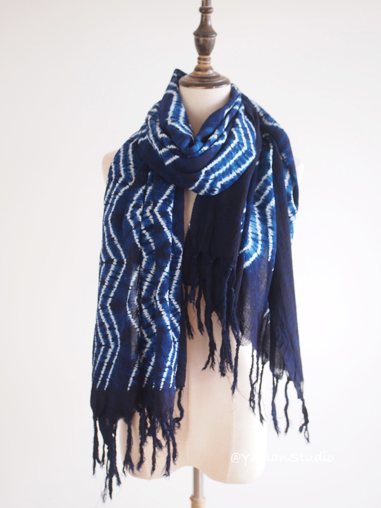 Indigo Tie Dyed Scarf Blue and White Handmade Tie Dyed cotton Etsy