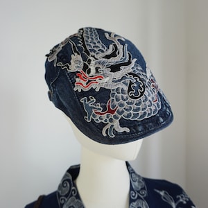 Chinese Dragon Embroidered Cap Beret Hat