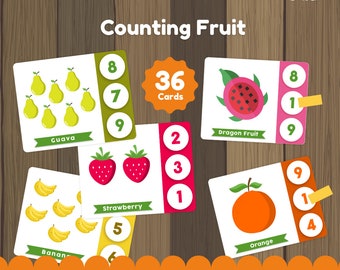 Fruits Peg It Flash Cards | Peg it | Clip Cards | Educational | Preschool Learning | Numbers | Fine Motor | Counting