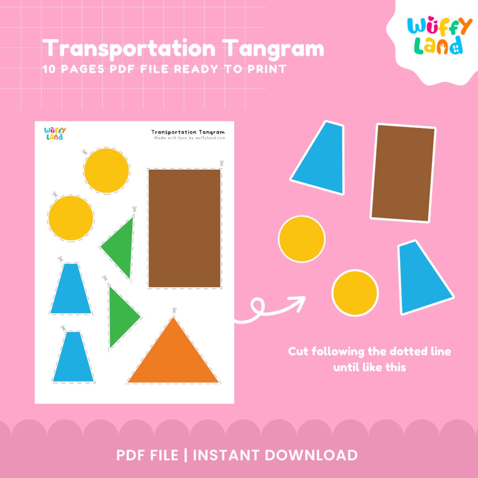 Transportation Tangram, Montessori Learning Game, Tangram Random Cards ...