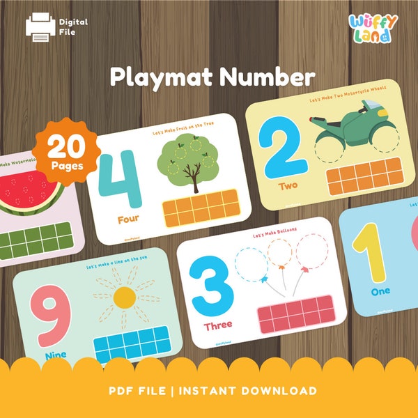 Imprimibles Números 1-10 Tapetes Play Doh, Actividades preescolares, Habilidades motoras finas, Regalo para niños pequeños, Número de aprendizaje, Conteo, Pre-K de educación en el hogar