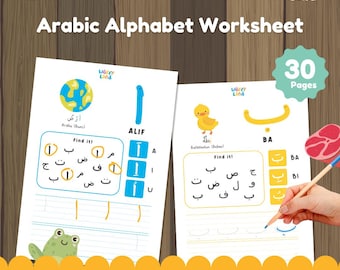Arabic Alphabet Worksheets for Kids - 30 Fun Tracing & Matching Pages