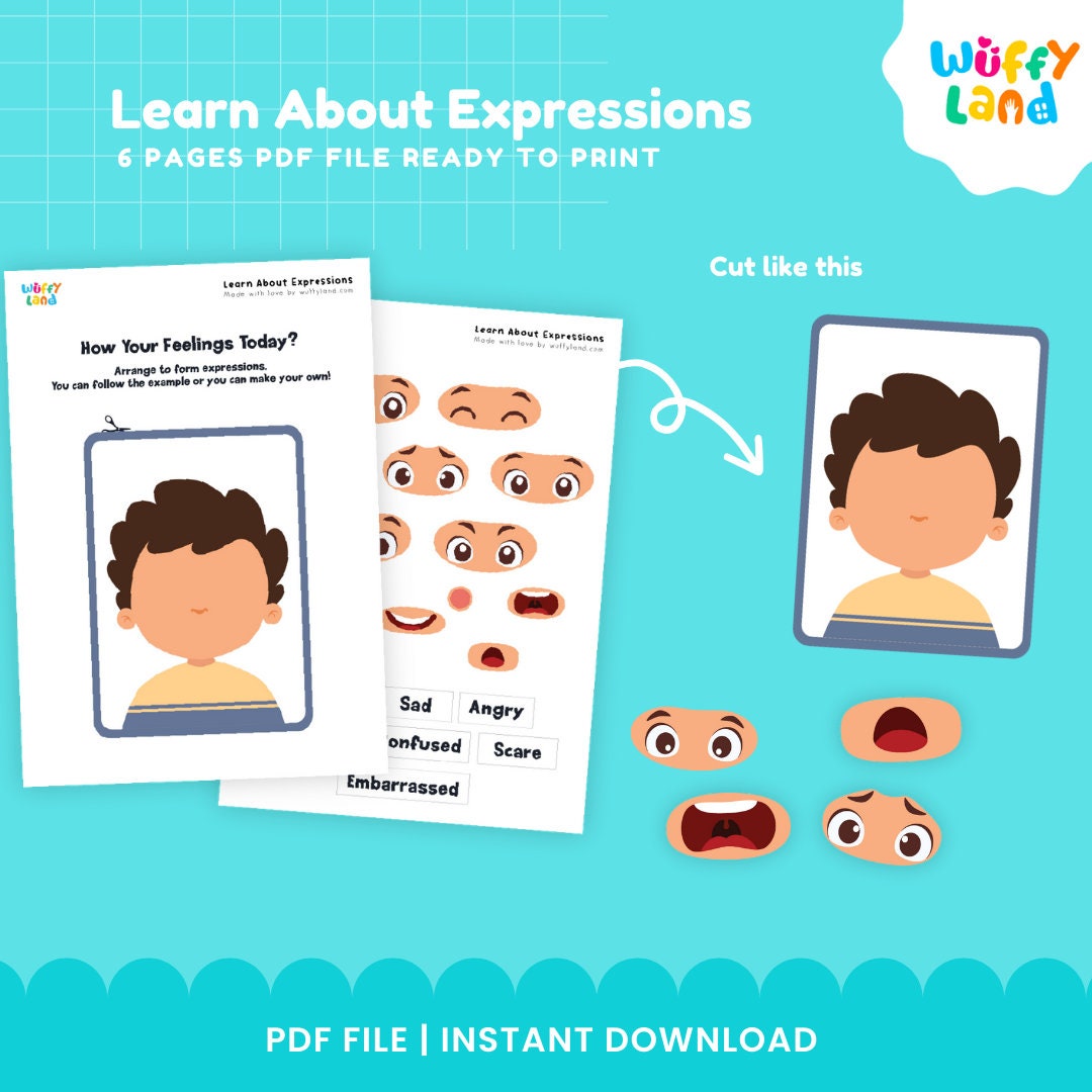 Emotions Matching Game: Printable Activity for Toddlers (digital ...