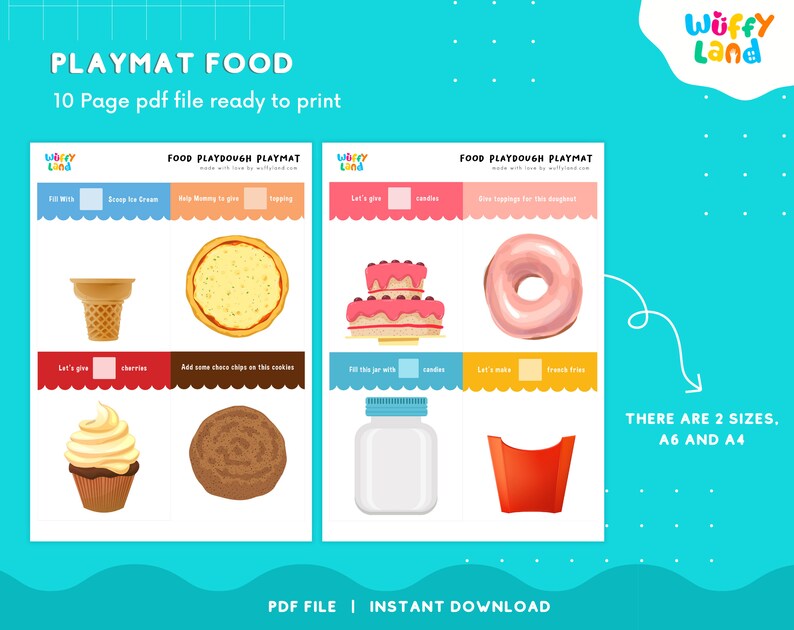 FOOD Playdough Mat Printable Play Dough Activity Mats - Etsy