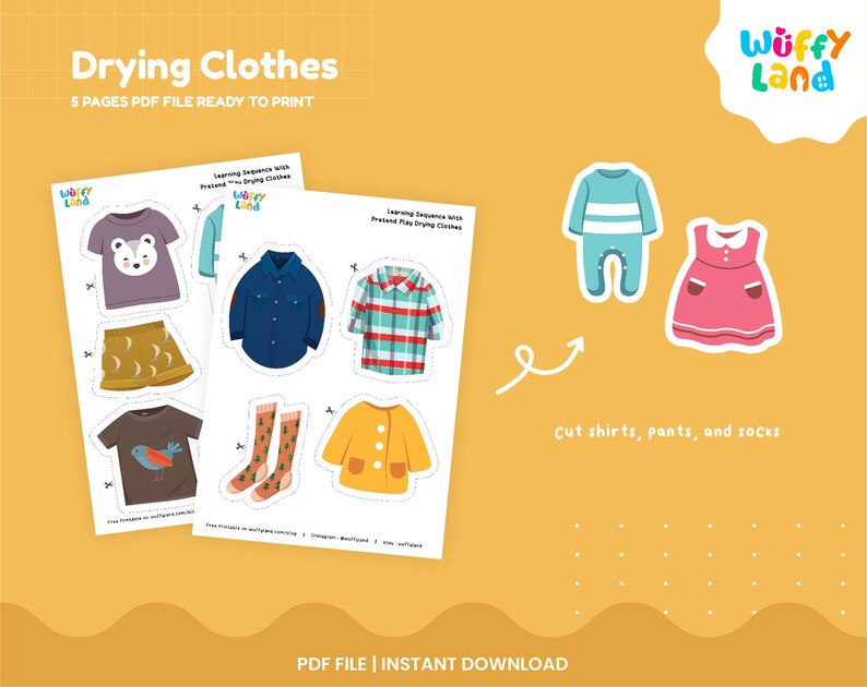 Drying Clothes Printables Dramatic Play Set Washing Clothes - Etsy