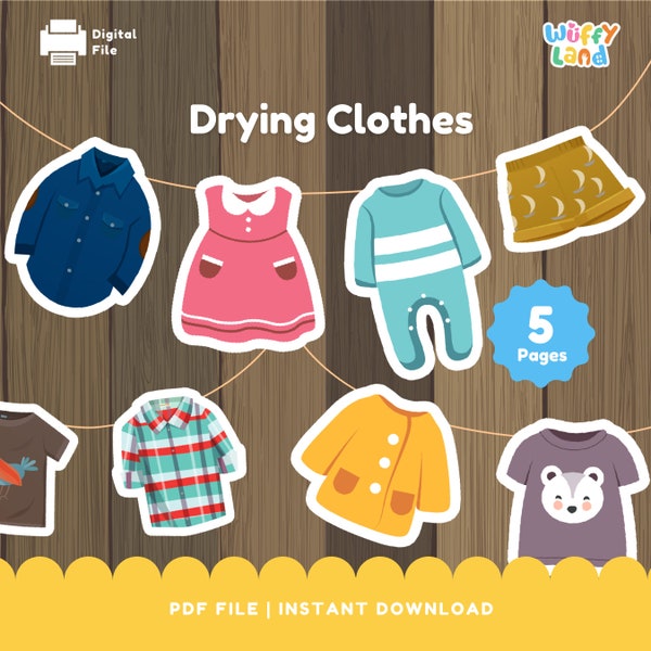 Drying Clothes Printables, Dramatic Play Set, Washing Clothes, Washing Pretend Play, Homeschool Activity, Childcare Activities
