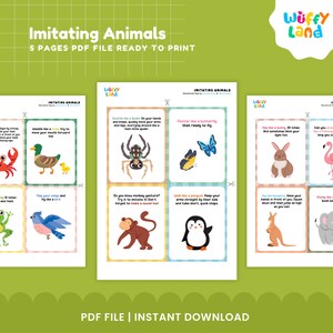 Imitating Animals Cards, Kids Animal Movement Card Activities for Toddler, Ice Breaker, Exercise Cards for Toddler, Fun Game