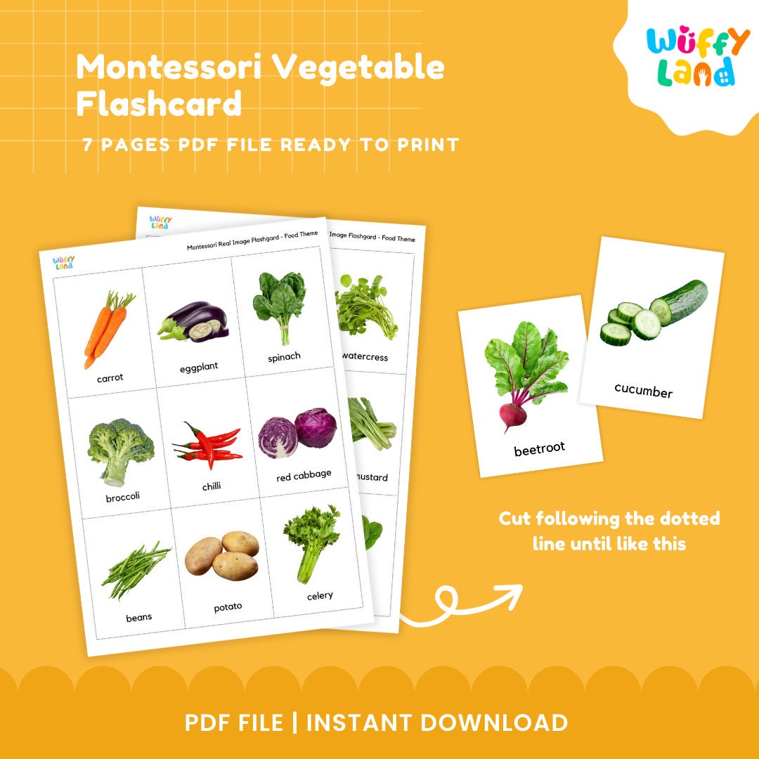 Montessori Vegetable Flashcards Printable | 63 Vegetable Cards ...