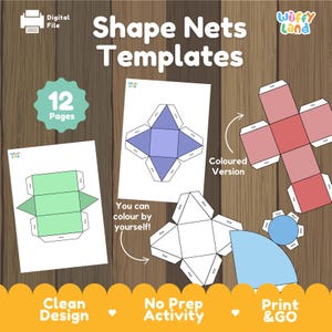 Mallar för 3D-nät i matematik | Utskrivbara geometriska former för hemundervisning i STEM-teknik för grundskolan