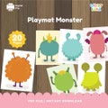 Monster Playdough Mat Printable, Play Dough Activity Mats, Sensory for kids, Homeschooling, Pre-K Activities, Playmat product logo
