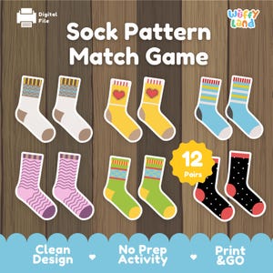 Sock Matching Game Printable | Preschool Pattern Activity | Toddler Memory Matching Game | Montessori Matching Activity | Kids Learning Game