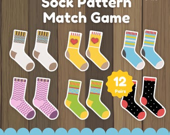 Socken Memory Spiel zum ausdrucken | Vorschul-Muster-Aktivität | Kleinkind Memory Memory Spiel | Montessori Passende Aktivität | Kinder Lernspiel