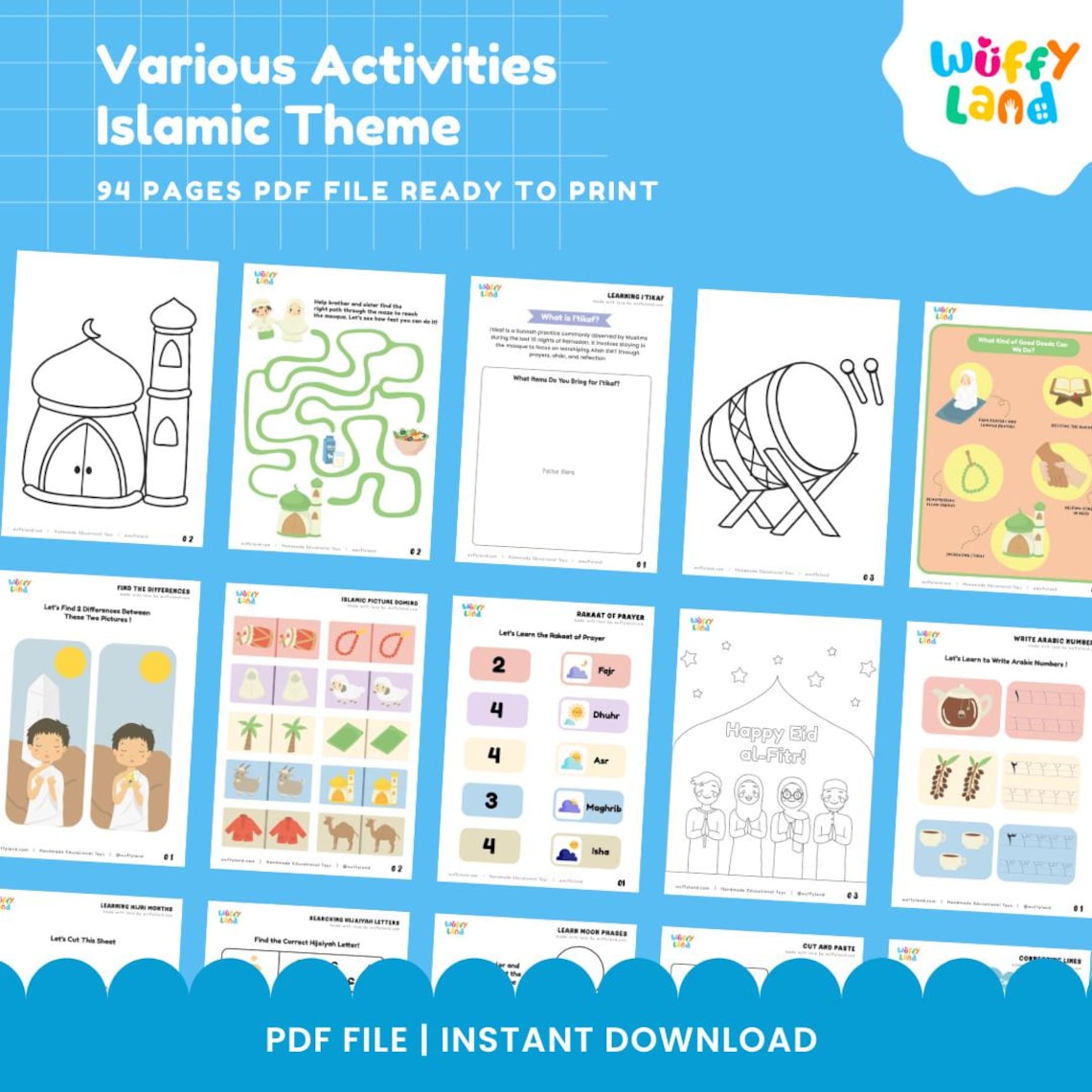 Islamic Activity Bundle for Kids | Ramadan Printable Worksheets