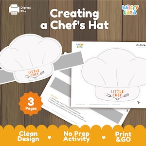 Kochmütze zum Ausdrucken für Kinder | Geburtstagsparty, Backen & Rollenspiel | Sofort Download Kostüm