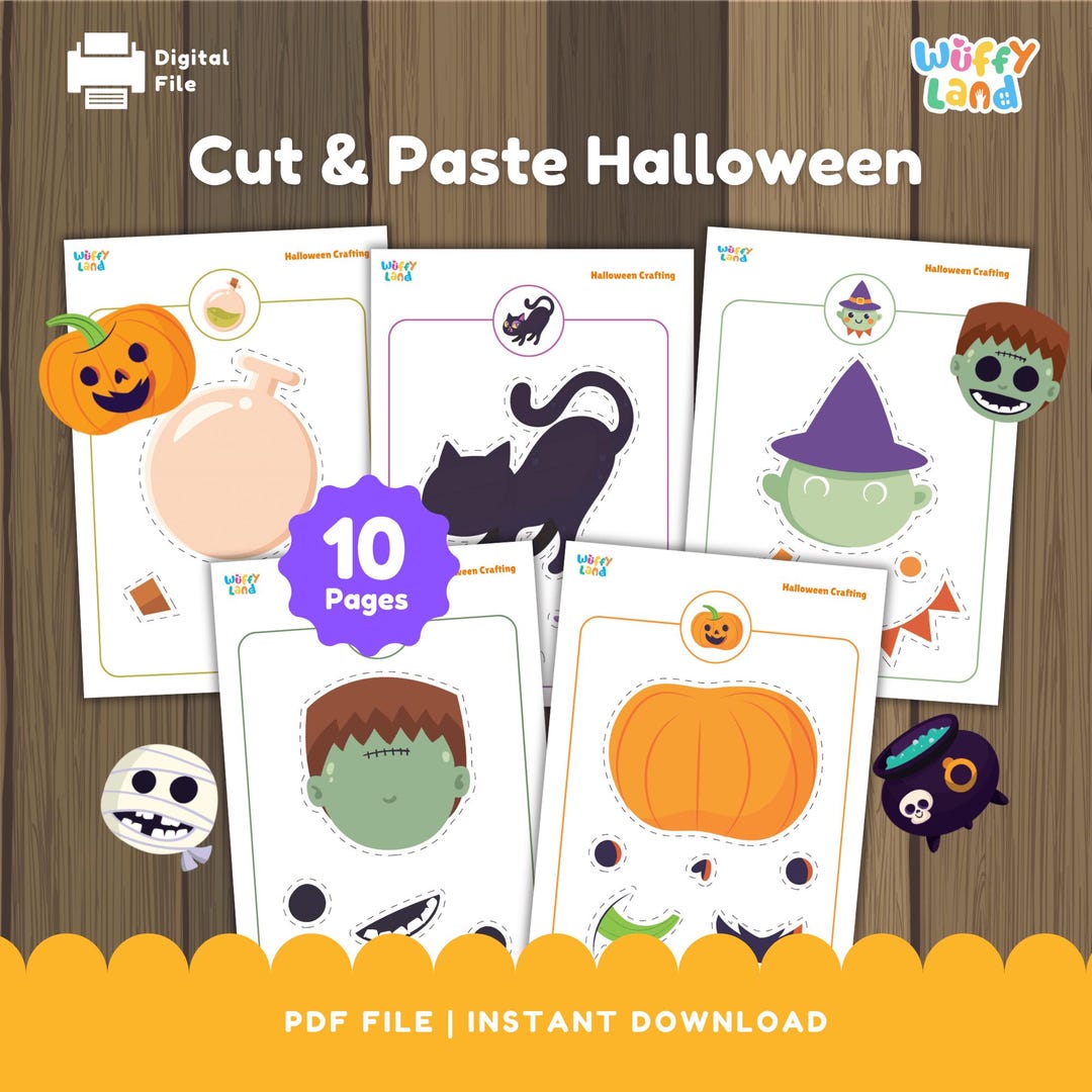 Printable Halloween Cut and Paste Worksheets for Kids | Creative ...