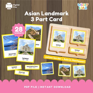 Explore Asia: 3-Part Cards for Landmarks | Montessori Geography Printable | Fun Learning for Kids