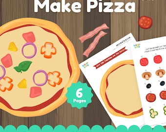 Make Pizza Printable Activity for Kids | Pretend Play Pizza Shop | Cut and Paste Food Activity | Fine Motor Preschool Worksheet PDF