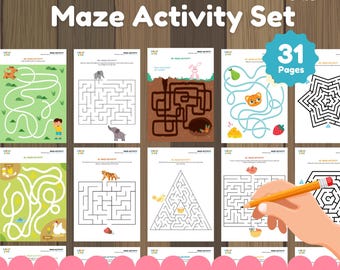 Maze Activity Set Printable for Kids | Preschool Maze Worksheets | Fine Motor & Problem Solving Activity | Kindergarten PDF Bundle