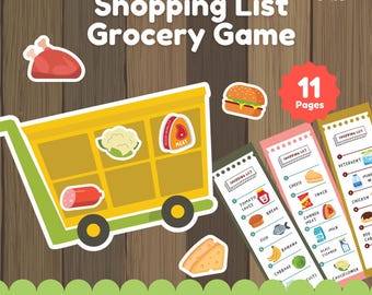 Printable Grocery Shopping Game for Kids | Pretend Play List Activity | Toddler Preschool File Folder | Homeschool Printable