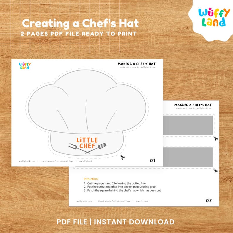 Chef Hat Printable for Kids | Birthday Party, Baking & Pretend Play ...