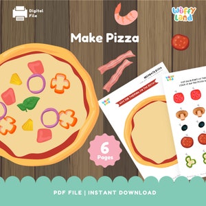 Make a Pizza, Toddler Preschool Activity, Busy Book, Educational Worksheets, Homeschool, Kindergarten, Toddler Learning Game, Dramatic Play