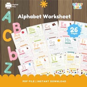 Hoja de trabajo del alfabeto A-Z: páginas imprimibles de trazo y fonética para preescolar y jardín de infantes