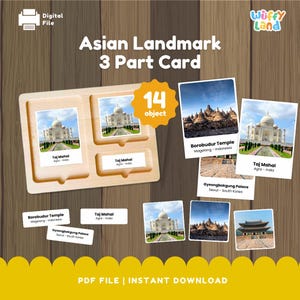 Asian Landmark 3-Part Cards - Montessori Geography Printable for Kids
