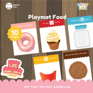 FOOD Playdough Mat Printable, Play Dough Activity Mats, Playmat Food for kindergarten kids