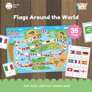Flaggenspiel rund um die Welt - Kinder-Flaggen-Spiel und Lernaktivität für Kinder