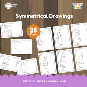 Attività di disegno di simmetria digitale, bambini stampabili imparano a disegnare, attività per bambini, download digitale, capacità motorie fini