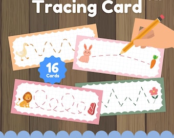 Tracing Cards Printable, Pre Writing Worksheet, Fine Motor Skills Activity, Preschool Tracing Lines, Toddler Learning Printable