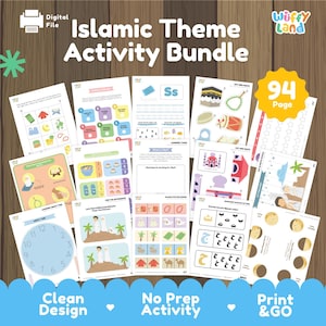 Islamische Aktivität Bündel für Kinder | Ramadan druckbare Arbeitsblätter | Muslimisches Lernpaket für Kinder | Islamische Aktivitäten für Vorschulkinder | Heimatschule