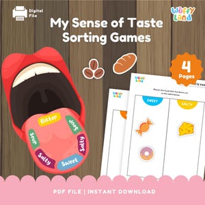5 Senses of Taste Sorting Activity Worksheet | Homeschool Printable for Kids | Pre-K Educational Matching Game