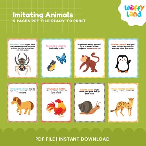 Imitating Animals Cards, Kids Animal Movement Card Activities for Toddler, Ice Breaker, Exercise Cards for Toddler, Fun Game