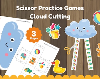 Scissor Skills Games, Homeschool, Preschool, Activity for Kids, Cutting Practice, Fine Motor Skills, Montessori