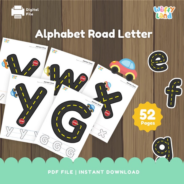 Alphabet Road Tracing, Lowercase, Uppercase, Playmat, Letters Writing Practice, Toddlers, Preschool, PreK, Homeschool, kids tracing mats