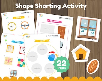 Activité de tri de formes pour enfants | 22 pages PDF imprimables | Outil d'apprentissage ludique
