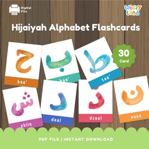 Conjunto de flashcards educacionais árabes Hijaiyah para o Islã, ensino doméstico e aprendizagem em sala de aula
