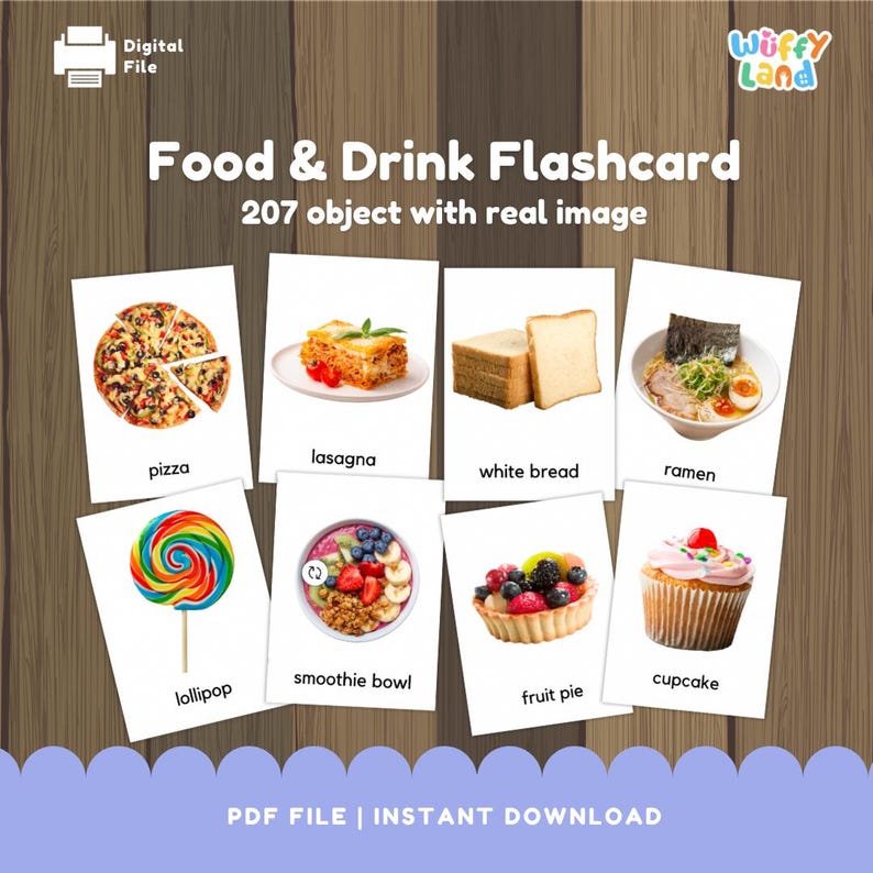 Food Flash Cards for Preschool - 207 Real Picture Montessori ...