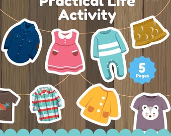 Laundry Sorting Activity Printable, Clothes Matching Worksheet, Montessori Practical Life Activity, Preschool Life Skills, Toddler Learning