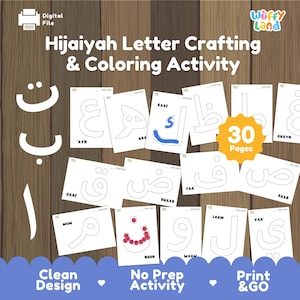 Arabic Alphabet Worksheets for Kids | Hijaiyah Letter Craft & Coloring Activity | Learn Arabic Letters Printable Islamic Preschool Worksheet