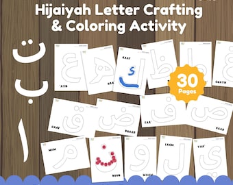 Arabic Alphabet Worksheets for Kids | Hijaiyah Letter Craft & Coloring Activity | Learn Arabic Letters Printable Islamic Preschool Worksheet