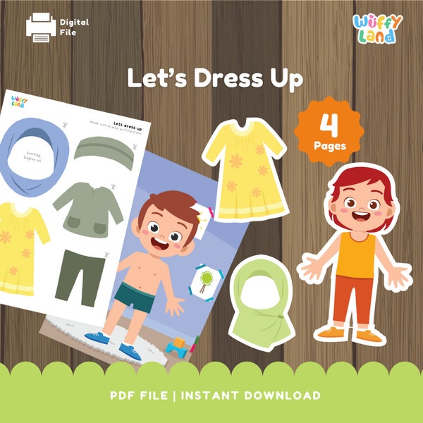 Dress Up Ramadan Islamic Activity, Paper Doll Clothing, Kids Dress Up Activity, Preschool, Busy Book Toddler Printable, Clothes Sorting