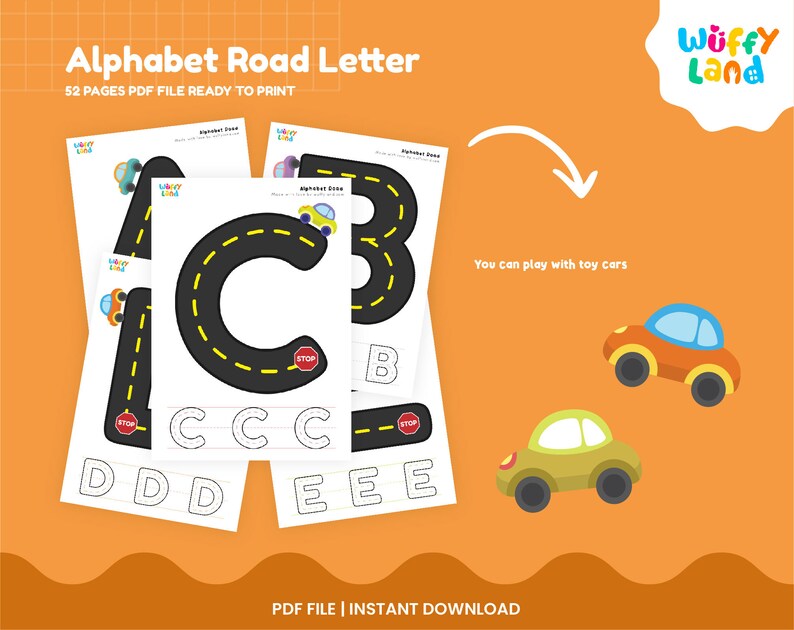 Alphabet Road Letter Cursive Handwriting Practice Worksheets Etsy