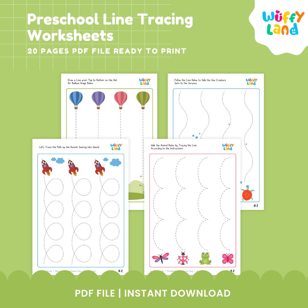 Preschool Line Tracing Worksheets | 20 Pages Printable PDF | Early ...
