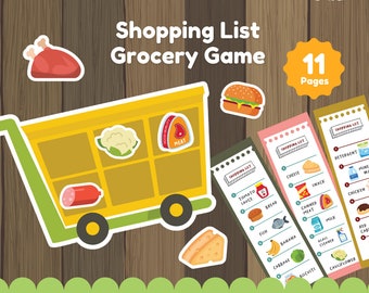 Shopping List Grocery Game, Pretend Play, Supermarket Dramatic Play, Shopping Game, Homeschool Activity, File Folder Games, Toddler Activity