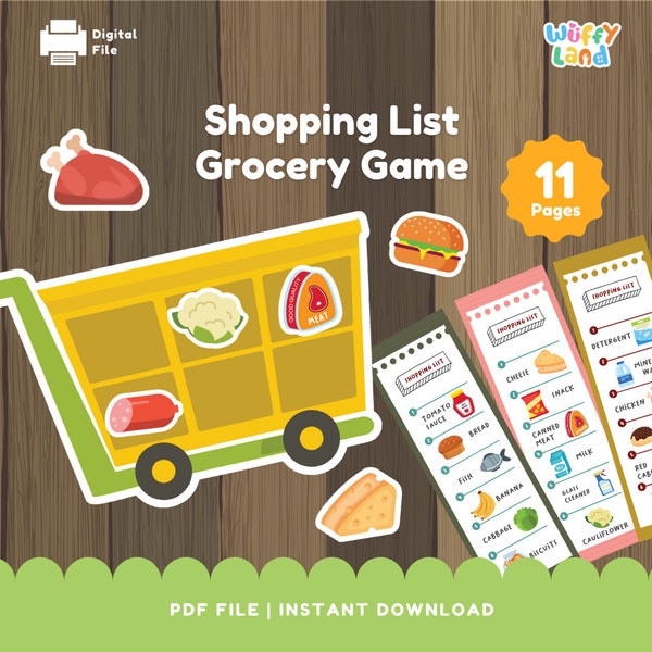 Shopping List Grocery Game, Pretend Play, Supermarket Dramatic Play, Shopping Game, Homeschool Activity, File Folder Games, Toddler Activity